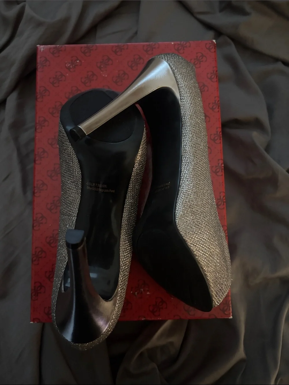 GUESS Metallic Bronze Peep-Toe Heels